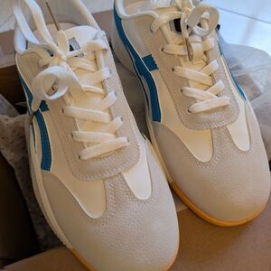 White and Blue Sneakers